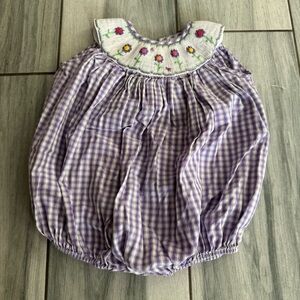 Girls Orient Expressed Smock Purple & White 1pc Bubble Romper Floral 18 Months